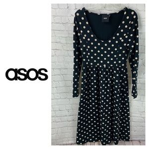 ASOS Black & Cream Polka Dot Scoop Neck Maxi Dress